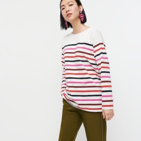 J. Crew Tops - J. Crew Striped Boatneck Cotton Tunic Top